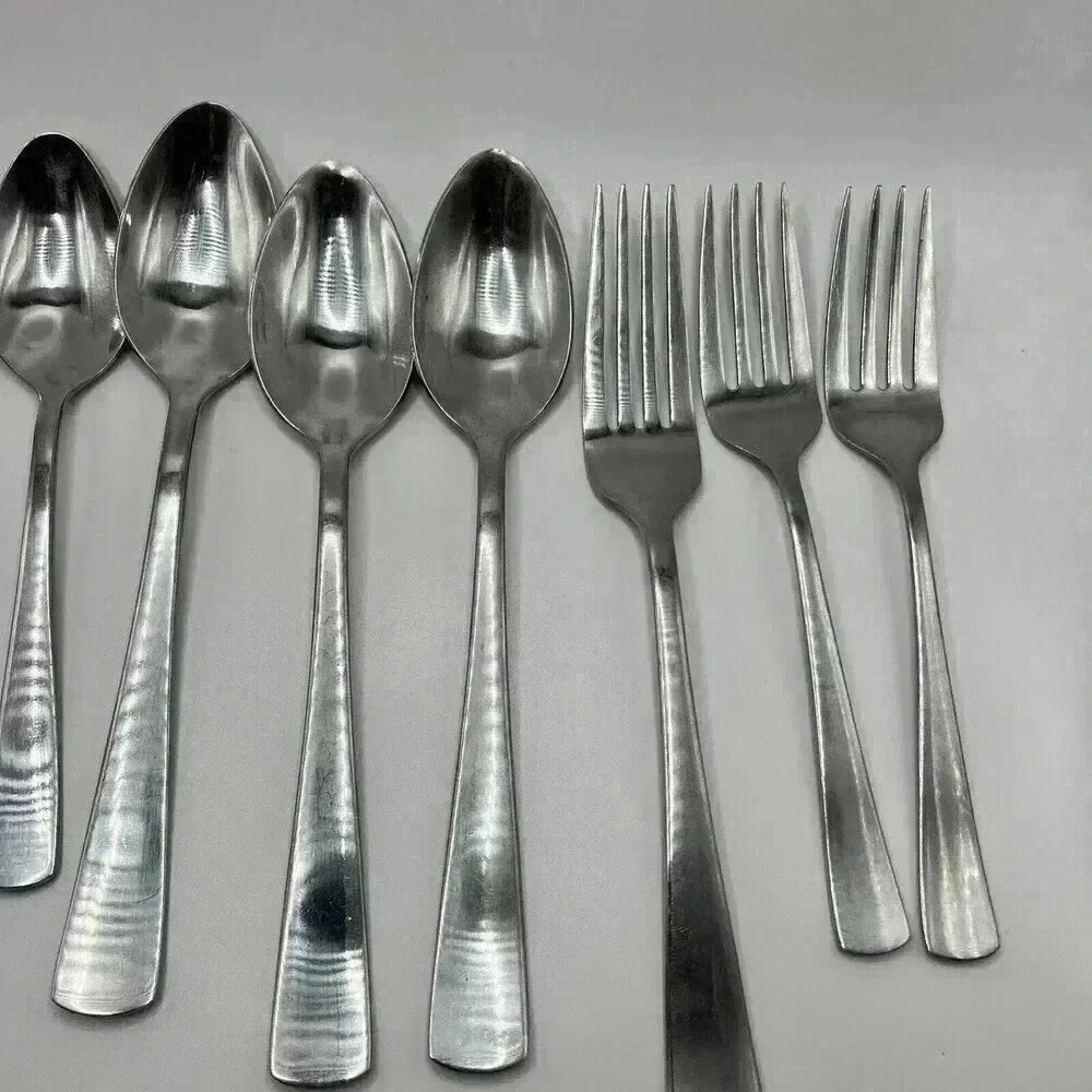 10 Pcs Amazon Basic Stainless Rounded Edge Spoons Forks